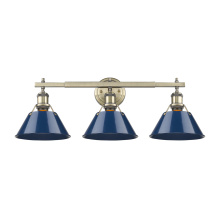 Golden 3306-BA3 AB-NVY - Yep by Golden Lighting Orwell 3-light Vanity in Aged Brass and Navy Blue shade